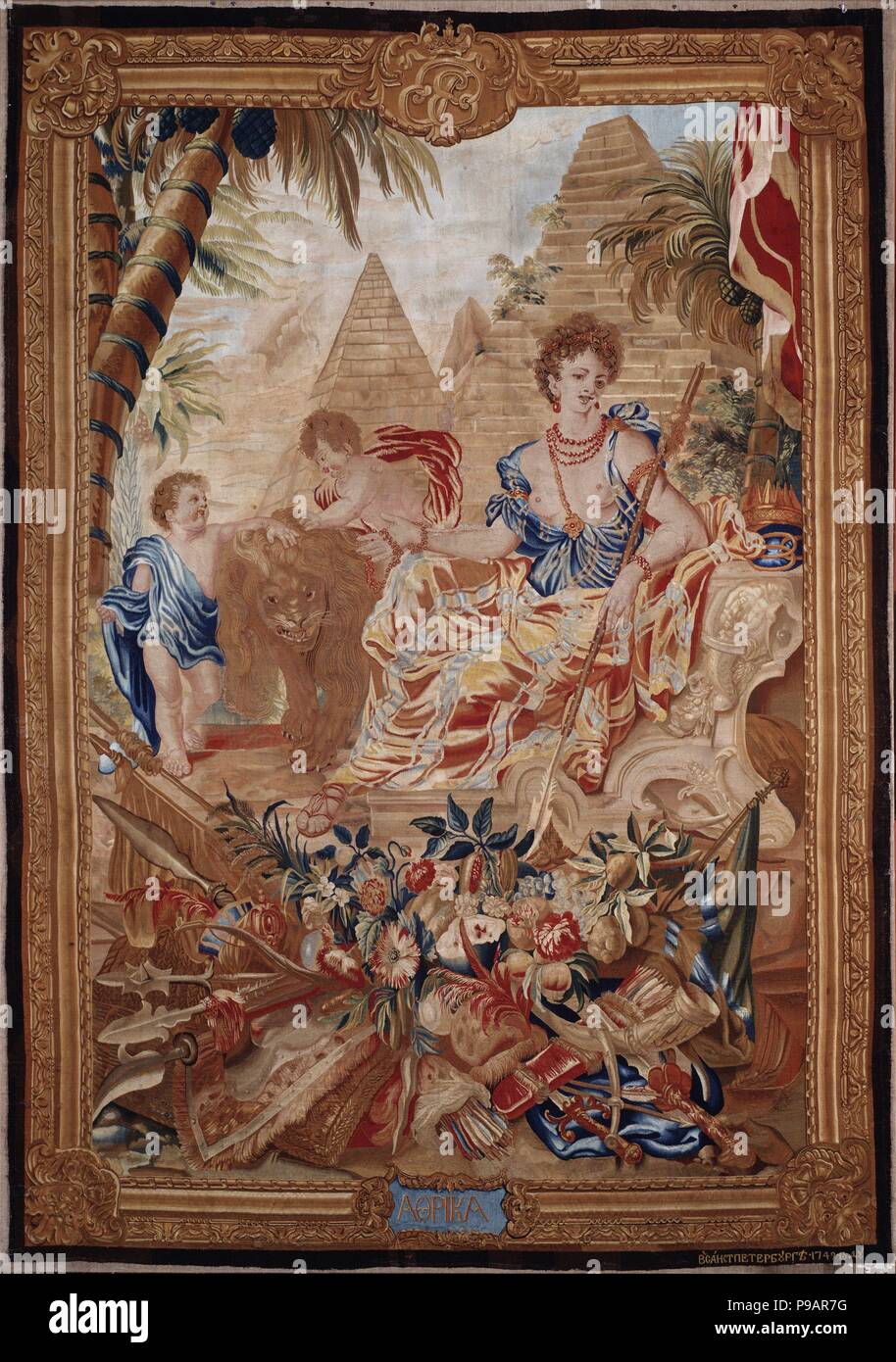 Africa (Tapestry Series The five continents). Museum: State Hermitage, St. Petersburg Stock 