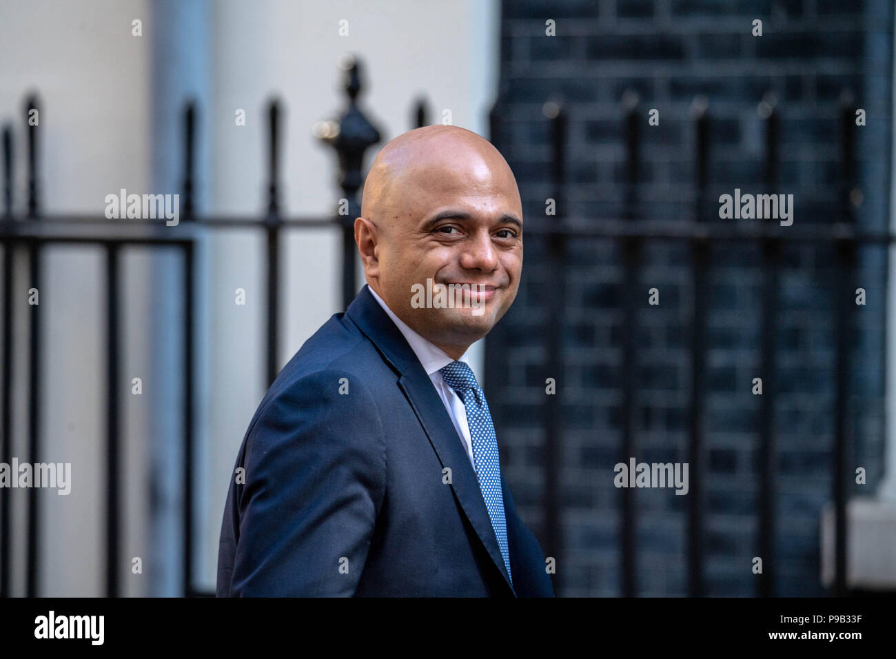 London, UK. 17th July 2018, ,Sajid Javid MP PC, Home Secretary arrives at Cabinet meeting at 10 Downing Street, London, UK. Credit Ian Davidson/Alamy Live News Stock Photo