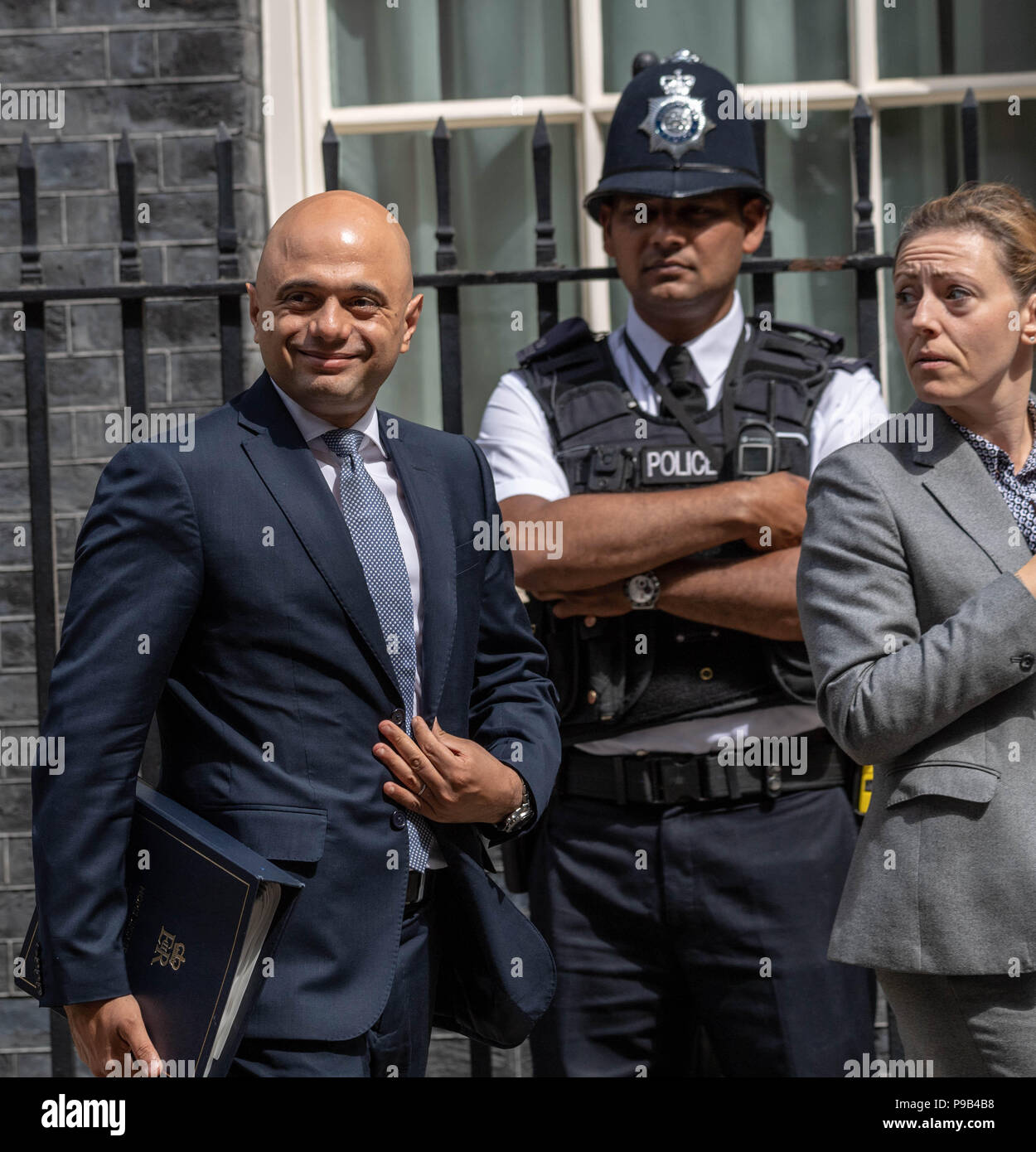 London, UK. 17th July 2018,Sajid Javid MP PC, Home Secretary , leaves the Cabinet meeting of the current session of Parliament  at 10 Downing Street, London, UK. Credit Ian Davidson/Alamy Live News Stock Photo