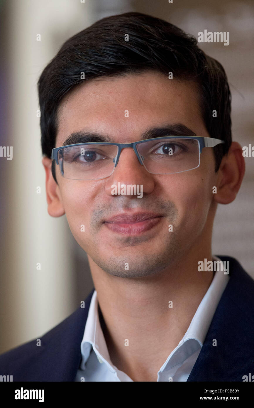 Chess Grandmaster Anish GIRI, Netherlands, NED, Portrait, Portrait,  Portrait, cropped single image, single motive, press conference in front of  the Sparkassen Chess-Meeting 2018 on 13.07.2018 in Dortmund Â