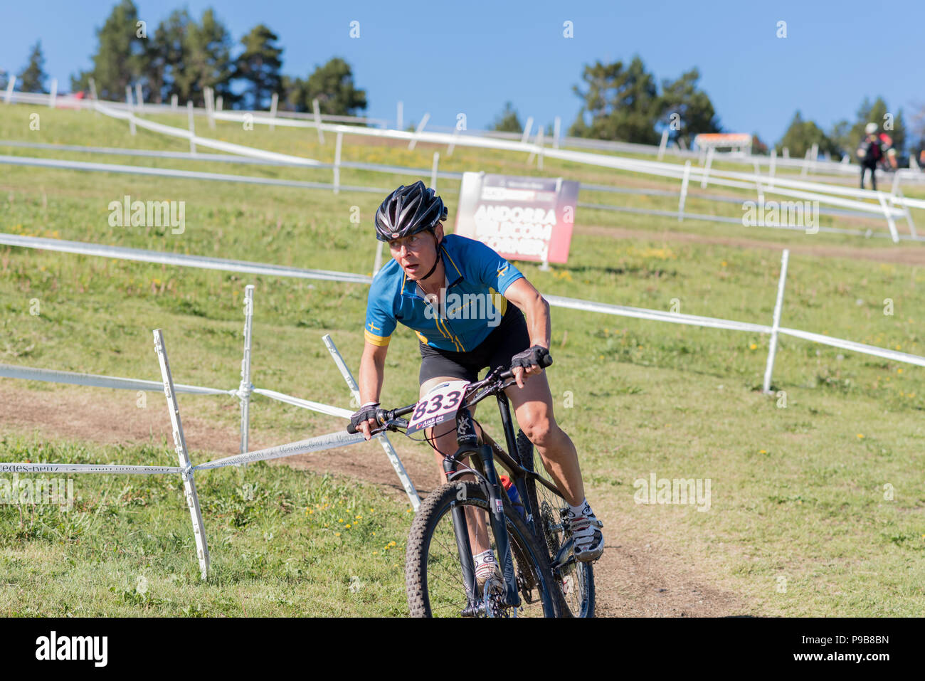 Vallnord, La Massana, Andorra. 17 July 2018. XCO MOUNTAIN BIKE MASTER WORLD CUP 2018, UCI, Mountain Bike World Cup MAsters 2018, Vallnord Andorra. 17/07/2018 Credit: Martin Silva Cosentino / Alamy Live News Stock Photo