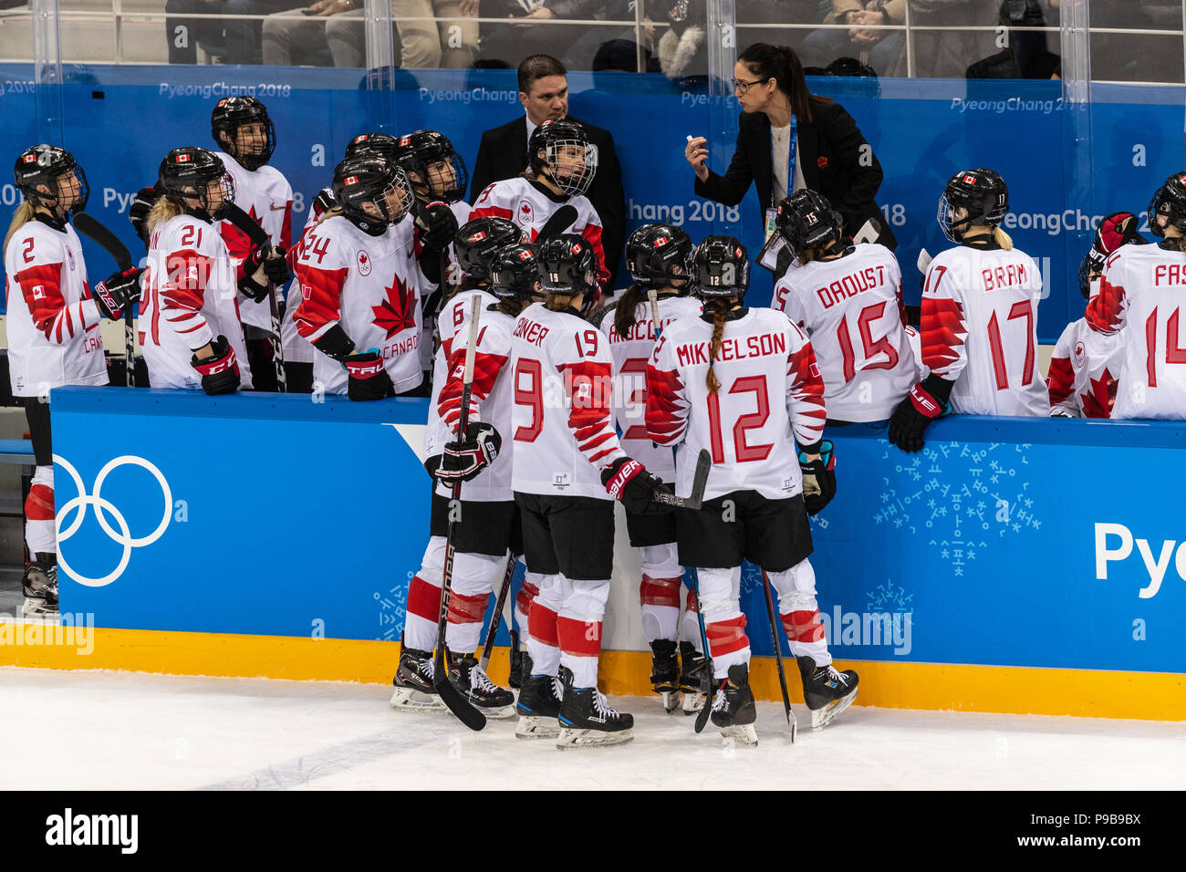 Canadian Head Coach Laura Schuler With Team Canada During The Gold Medal Women S Ice Hockey Game Usa Vs Canada At The Olympic Winter Games Pyeongchang Stock Photo Alamy
