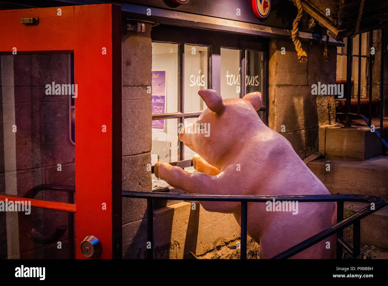 little crazy pig restaurant in quebec city canada Stock Photo Alamy