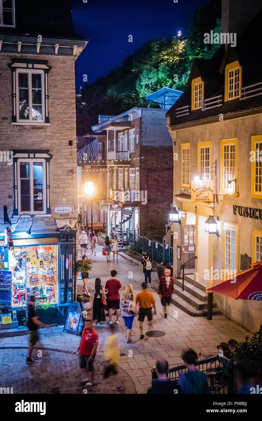 Petit Champlain A Famous Tourist Spot In Quebec City Canada Stock Petit Champlain A Famous Tourist Spot In Quebec City Canada Stock