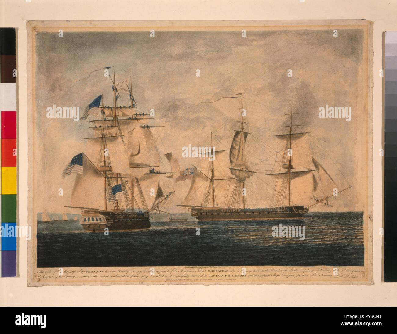HMS Shannon captures USS Chesapeake, 1 June 1813. Museum: PRIVATE COLLECTION. Stock Photo