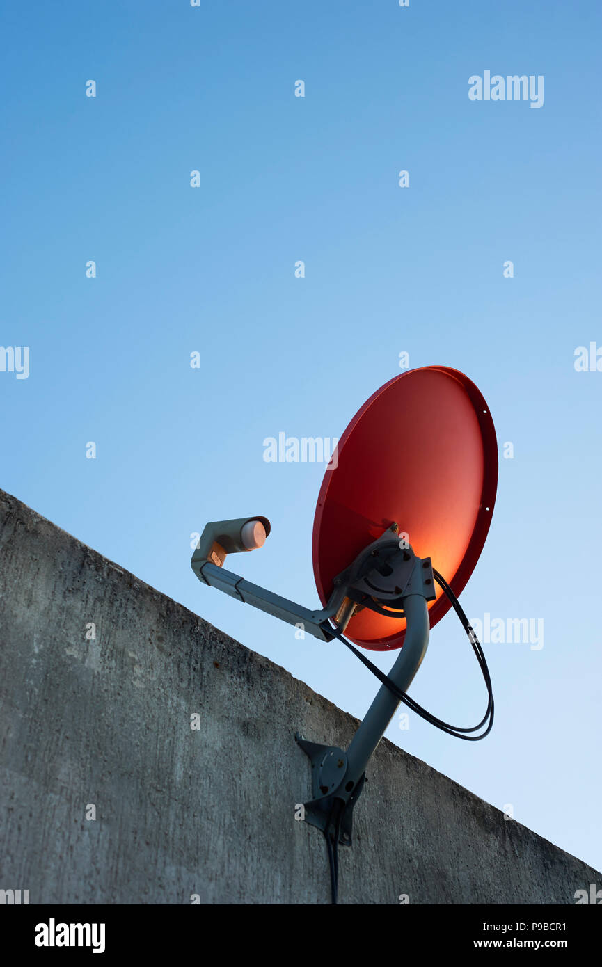 Off-axis satellite dish antenna Stock Photo