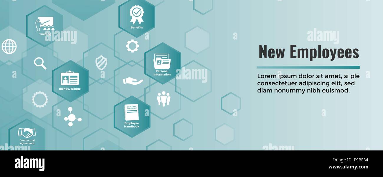 New Employee Hiring Process Icon Set Web Header Banner W
