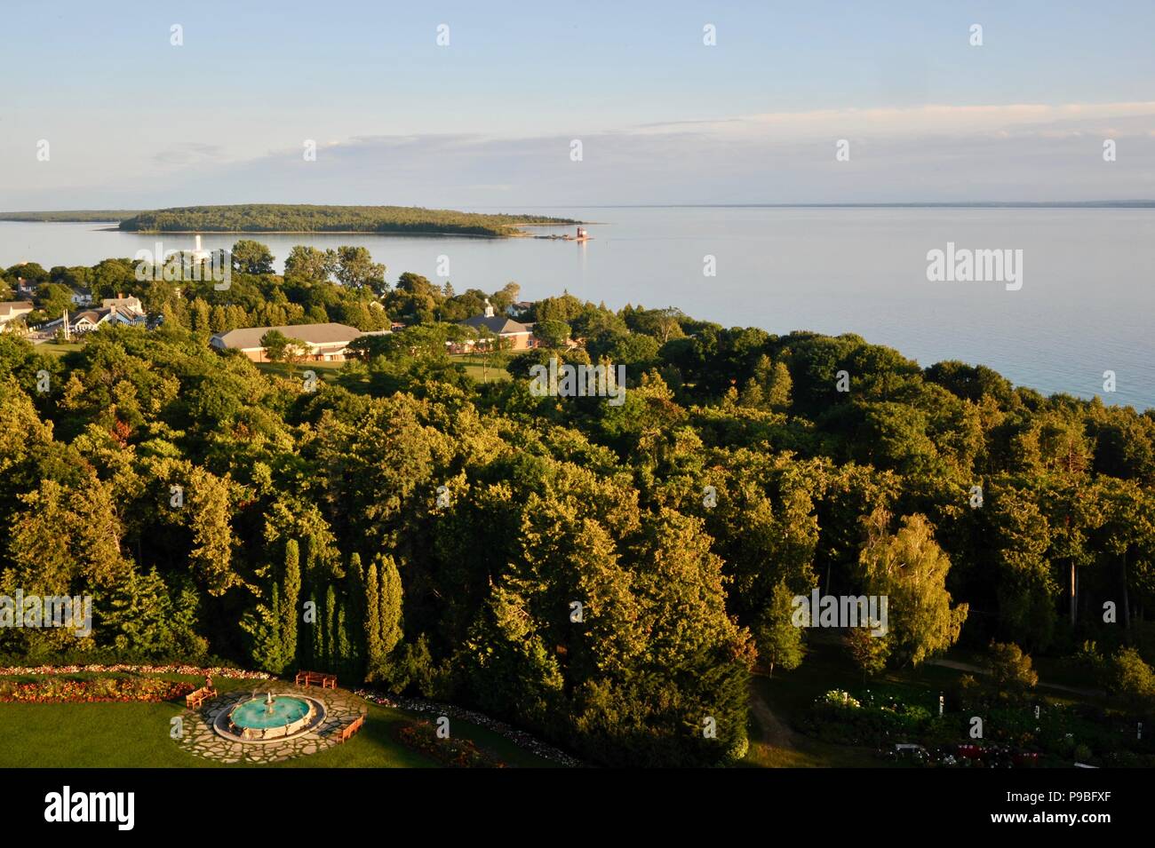View of the Straights of Mackinac from Cupola Bar of Historic Grand