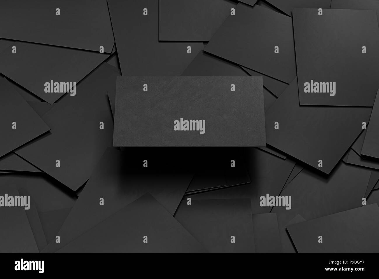 Blank black business card above pile of black business cards background. 3d  render Stock Photo - Alamy