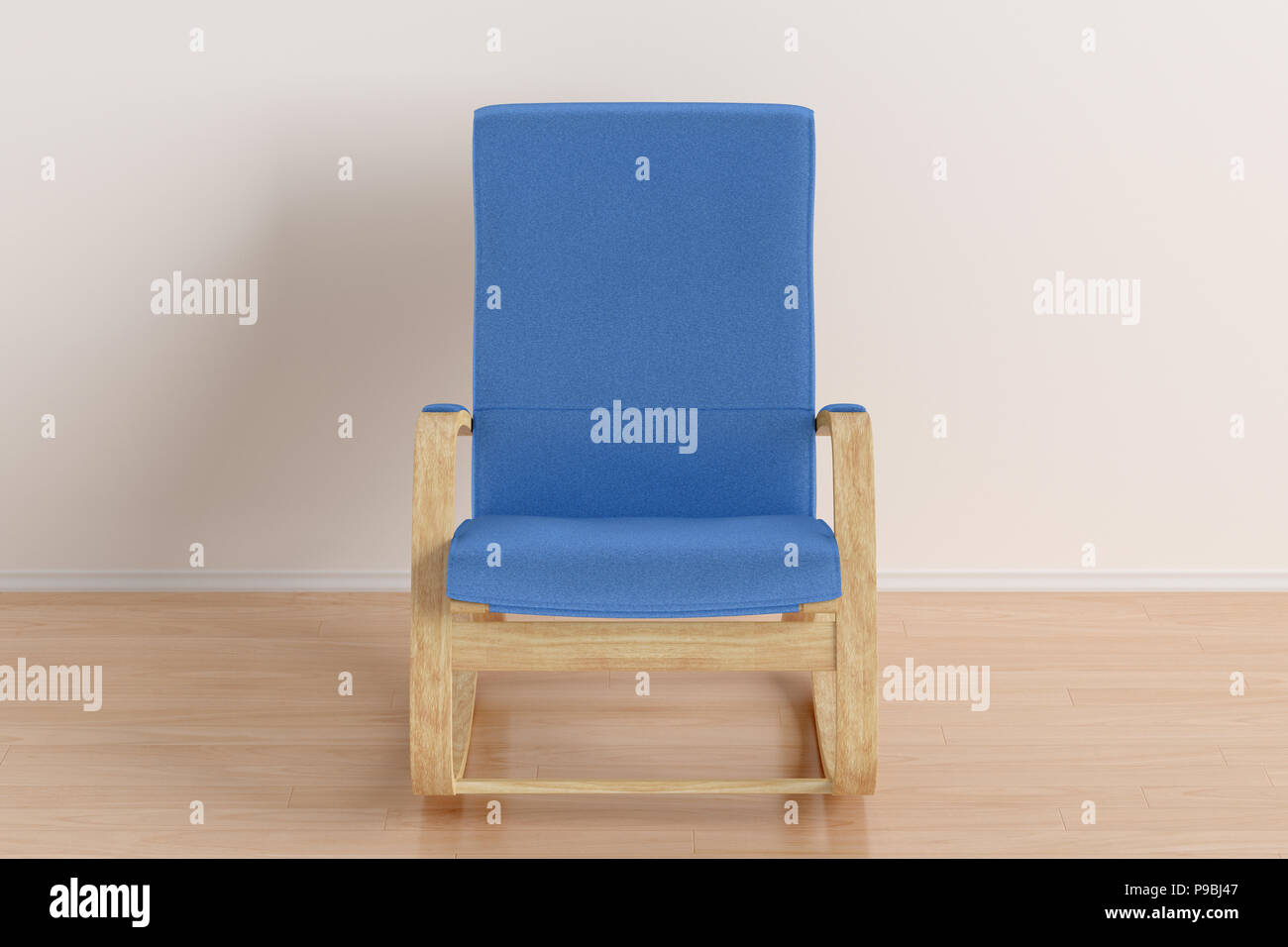 Blue rocking chair in bright interior. 3d render Stock Photo - Alamy