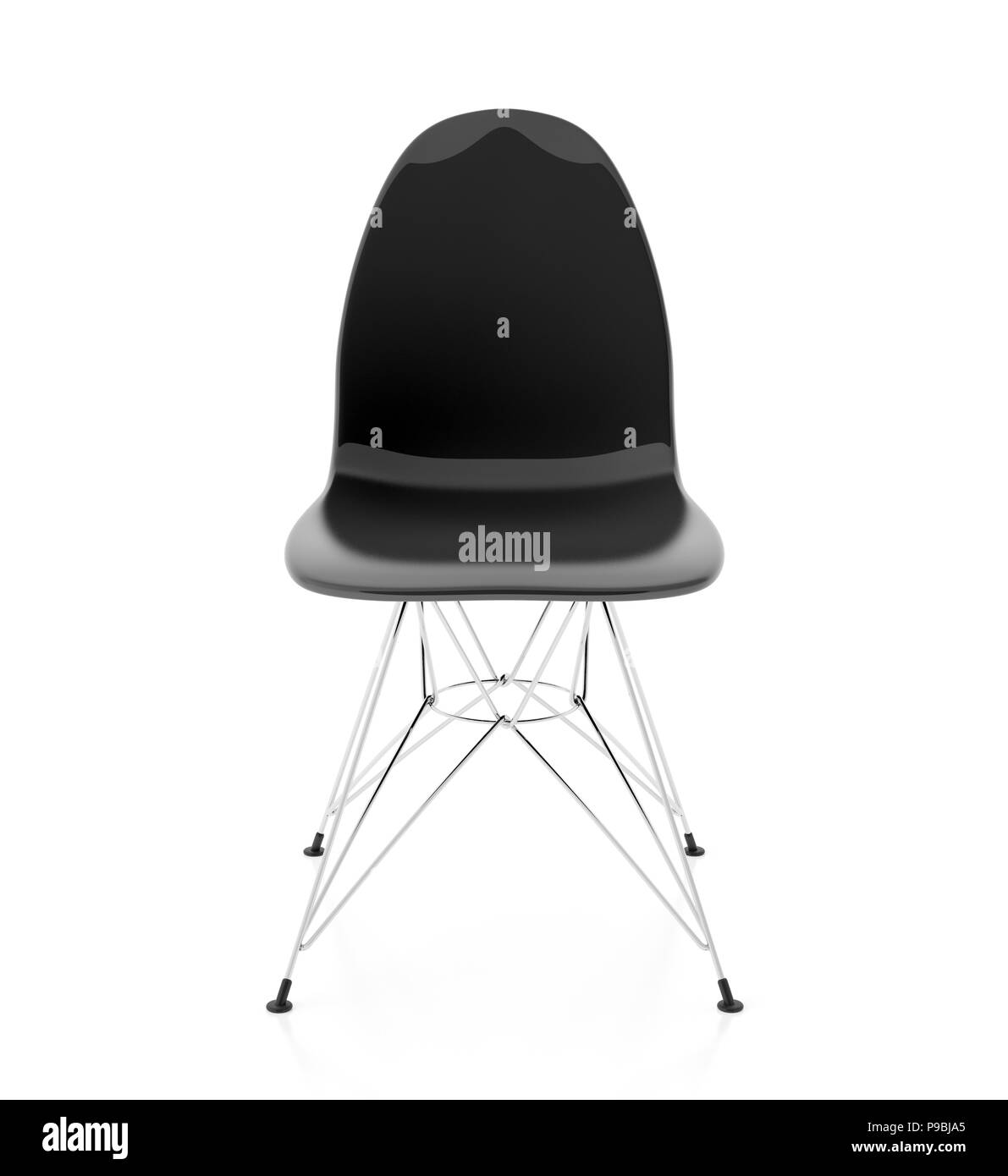 Modern design black plastic chair isolated on white background. Include