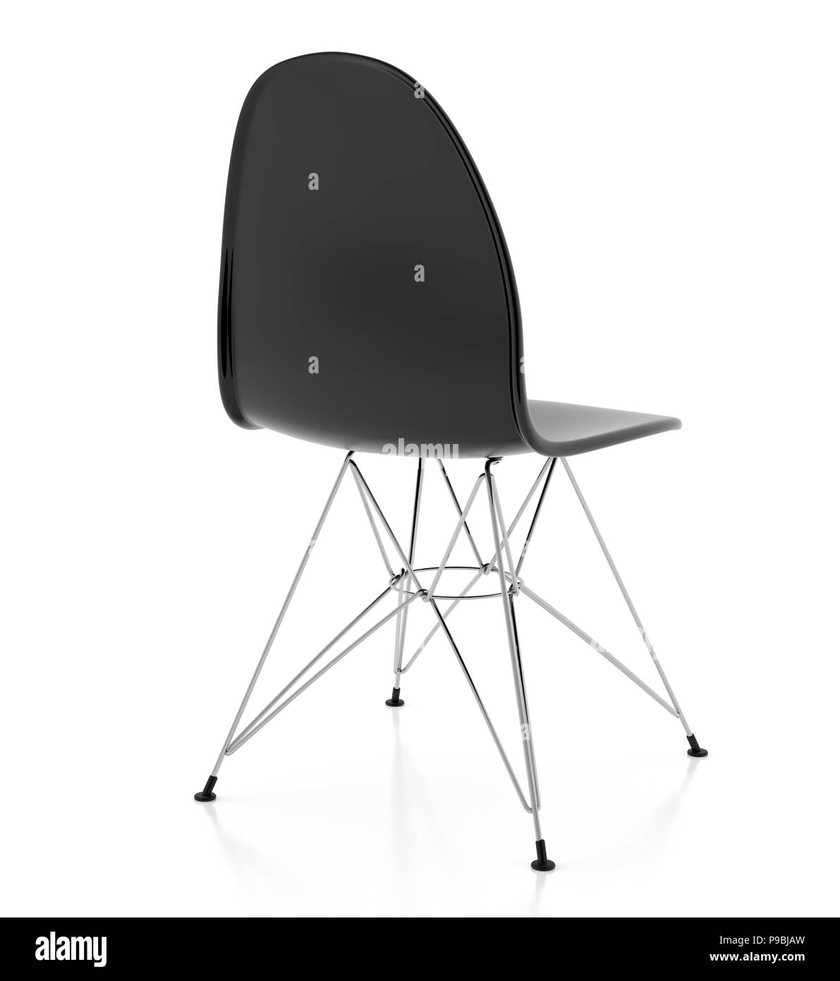 Modern design black plastic chair isolated on white background. Include