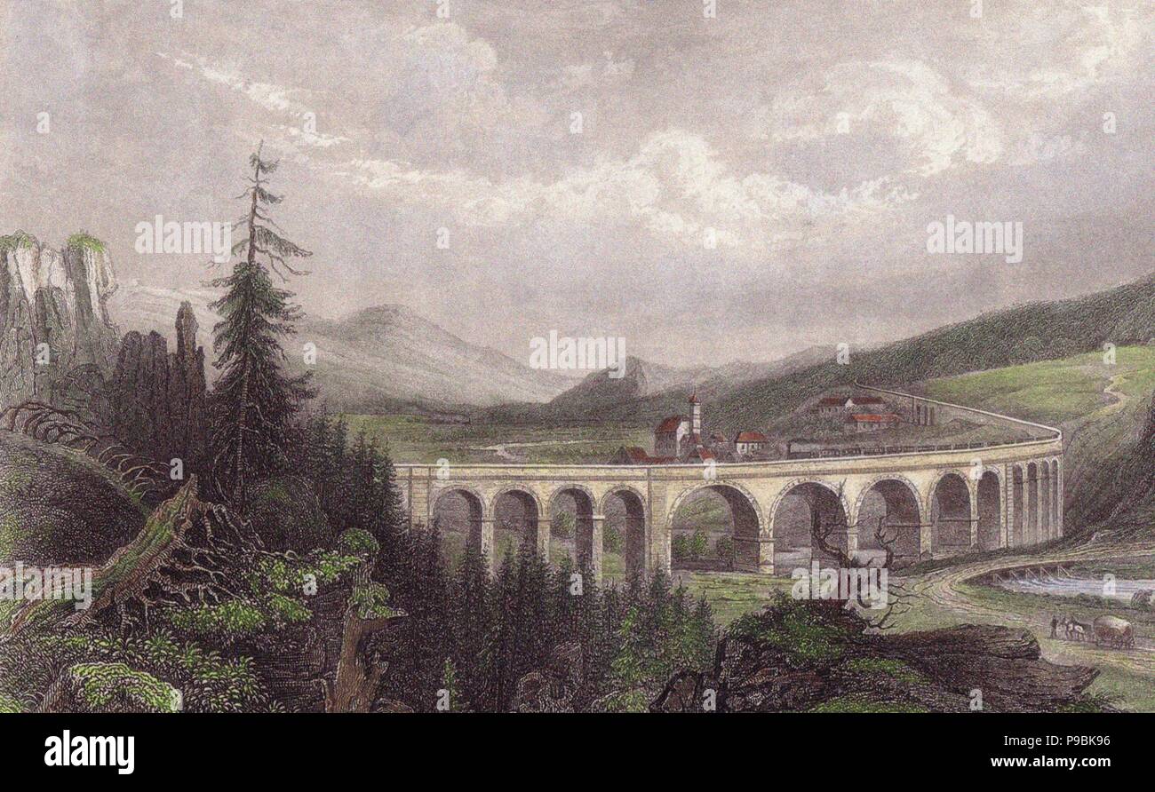 Southern Railway. Viaduct Payerbach, Semmering. Museum: Südbahn Museum Mürzzuschlag. Stock Photo