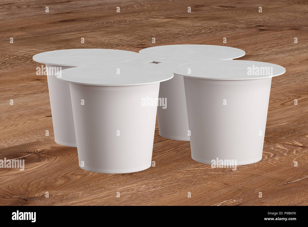 Four Plastic Containers for Yogurt Mockup