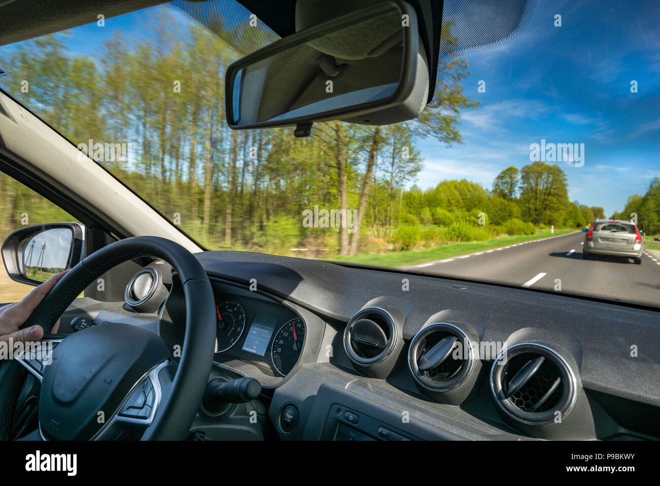 Scenery from driver's seat Stock Photo - Alamy