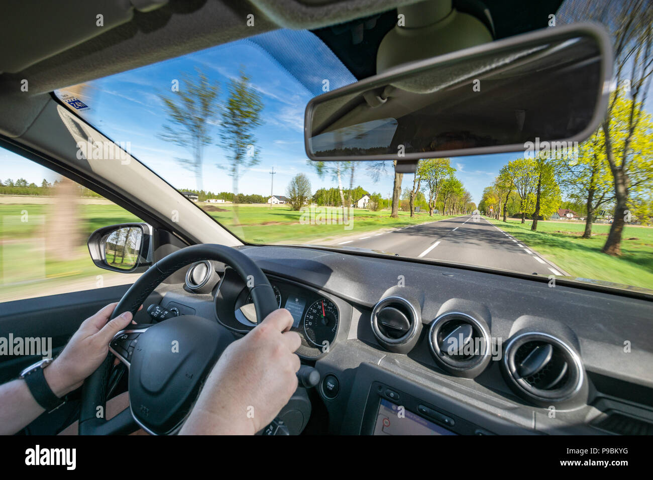 Scenery from driver's seat Stock Photo - Alamy