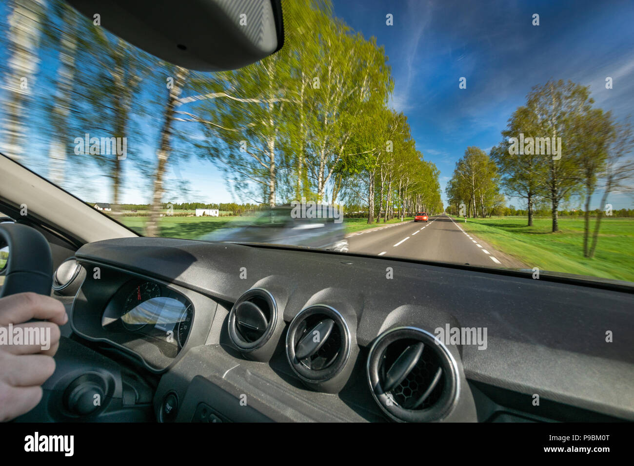 Scenery from driver's seat Stock Photo - Alamy