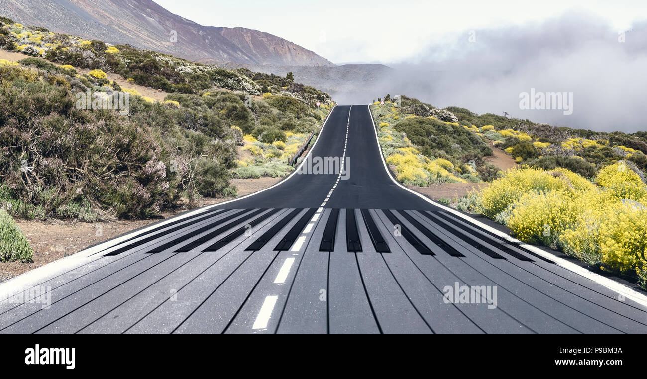 piano keyboard painted on an asphalt road Stock Photo - Alamy