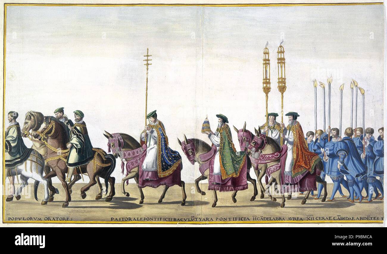 Ceremonial Procession in Bologna on the Occasion of Charles V's Coronation. Sheet 15-16. Museum: State Hermitage, St. Petersburg. Stock Photo