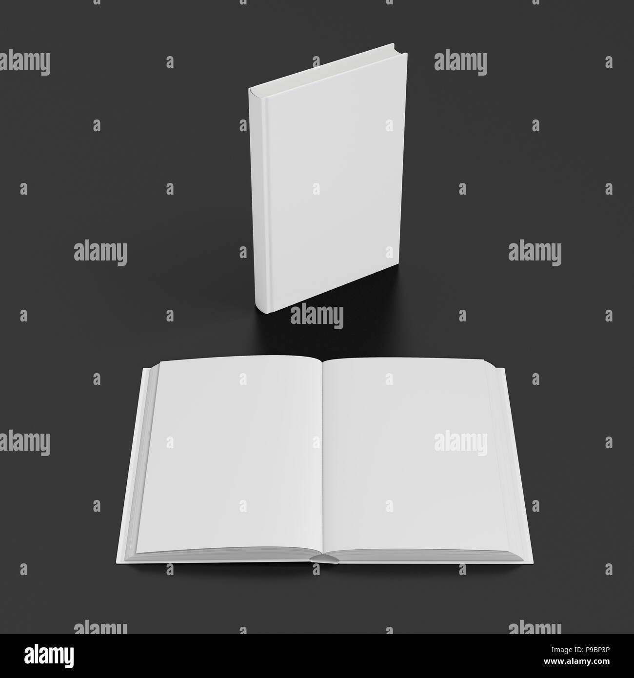 Open and closed books with white cover and blank pages isolated on ...