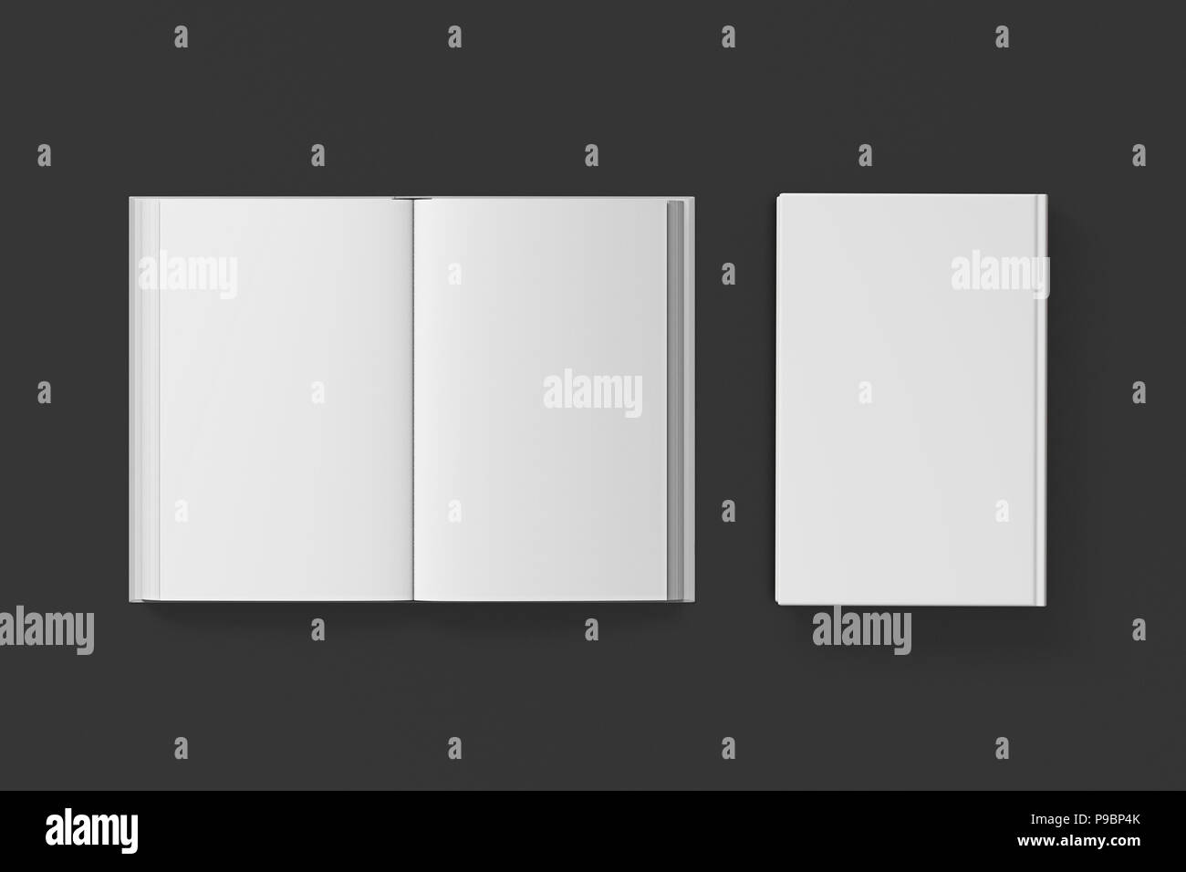 Open and closed books with white cover and blank pages isolated on ...