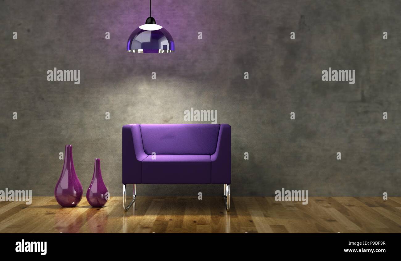 Interior design modern bright room with armchair Stock Photo - Alamy