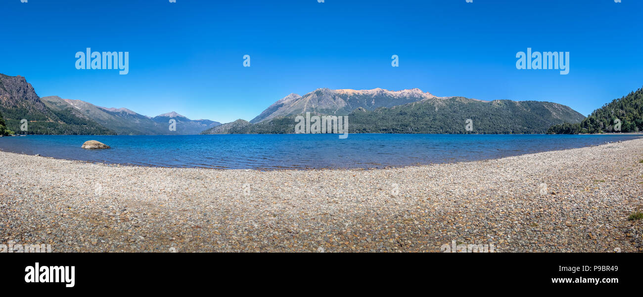 Beach at Nahuel Huapi Lake in downtown Bariloche - Bariloche, Patagonia, Argentina Stock Photo