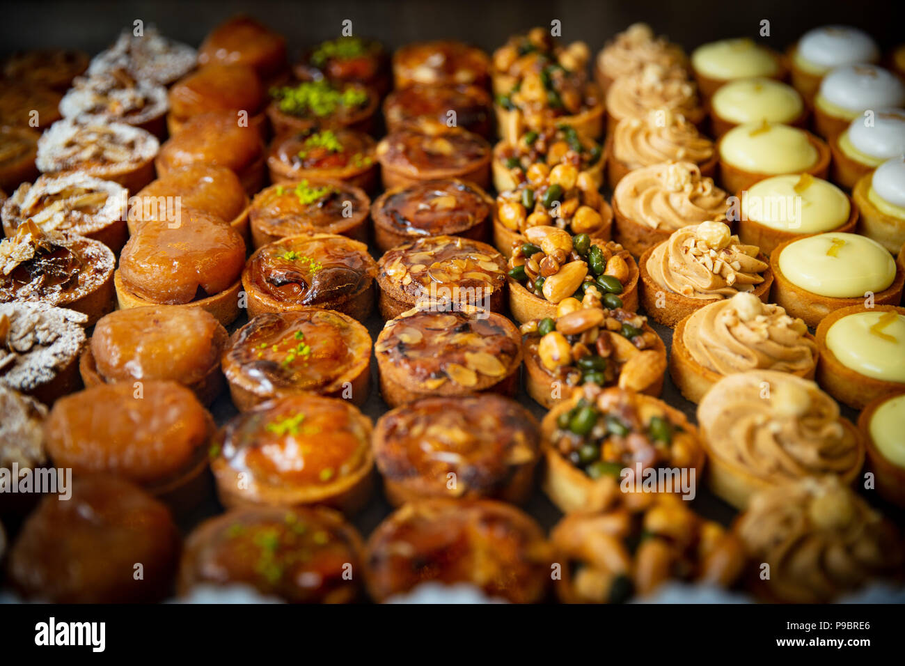 Various Fruits and Nuts Pastries just finished being baked Stock Photo