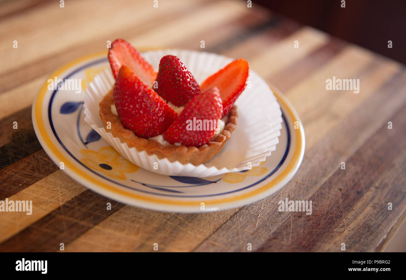 Attempt to make a Strawberry Tart Stock Photo