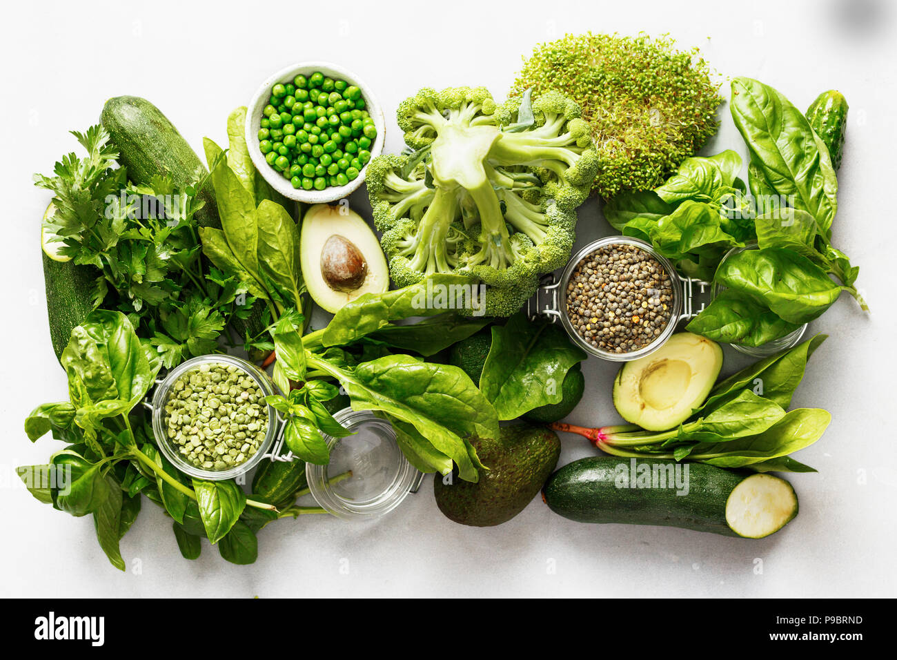 Set raw healthy food clean eating vegetables and grain products source