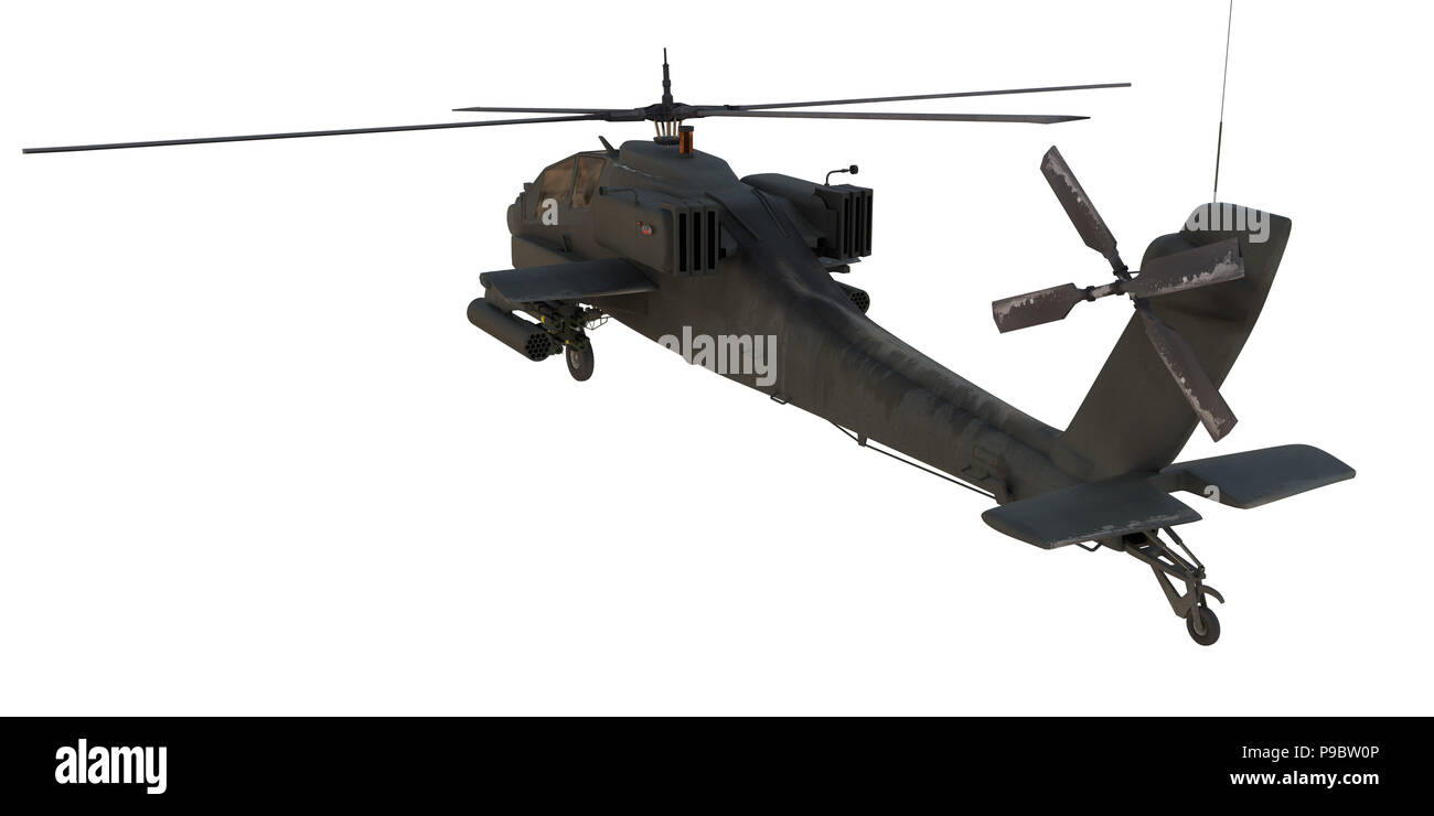 Ah64 Apache attack helicopter isolated on white Stock Photo