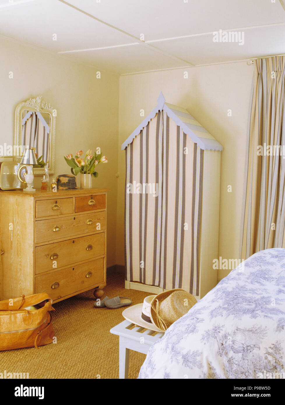 Stripped Pine Chest Of Drawers And Bathing Hut Striped Wardrobe In
