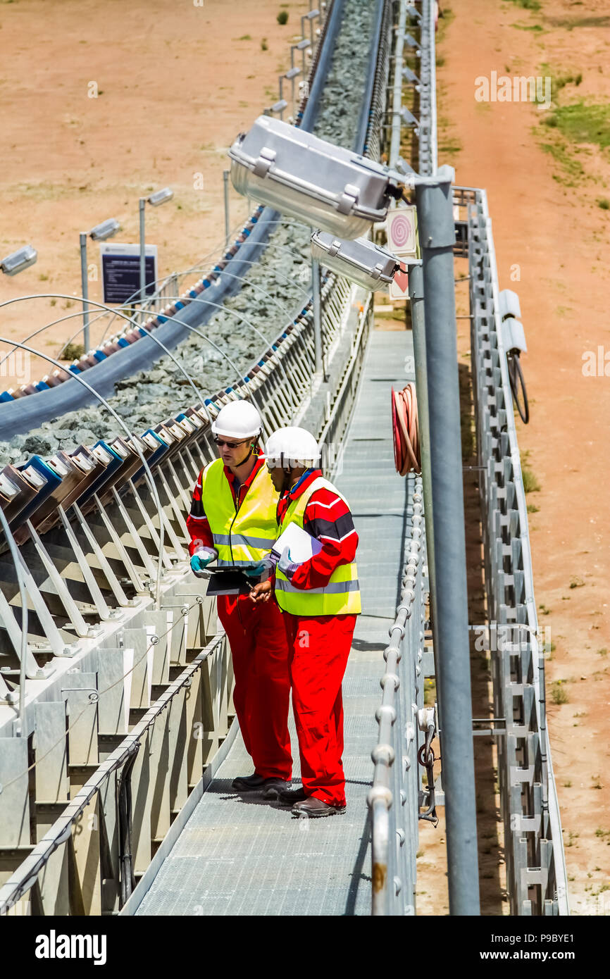 Rustenburg, South Africa, October 15, 2012, Conveyor belt transporting