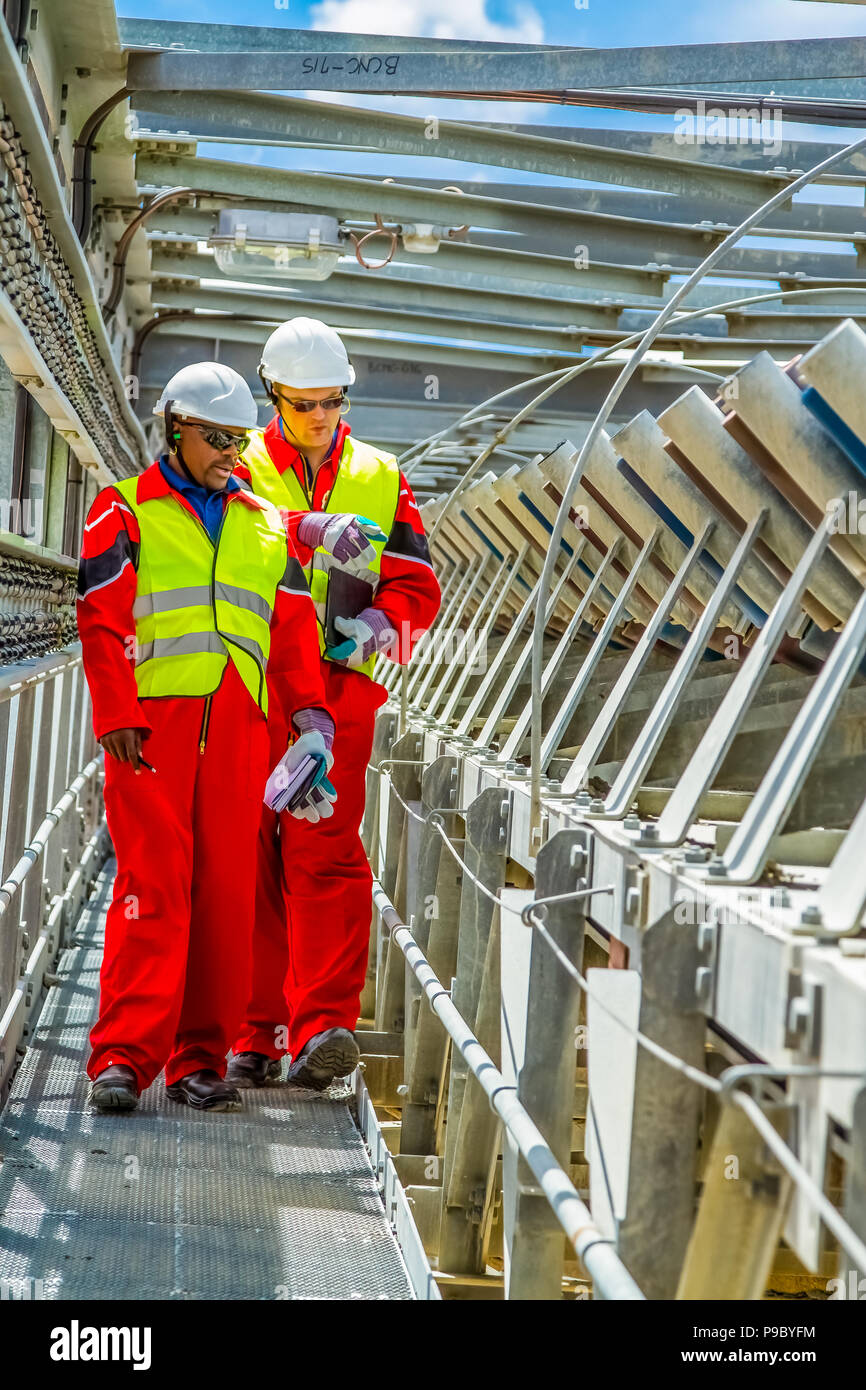Rustenburg, South Africa, October 15, 2012, Conveyor belt transporting