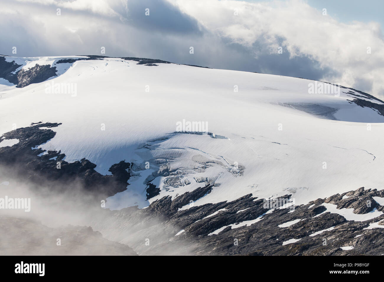 Skjerdingdalsbreen Glacier from the Dalsnibba Mountain Plateau, Geiranger, Norway. Stock Photo