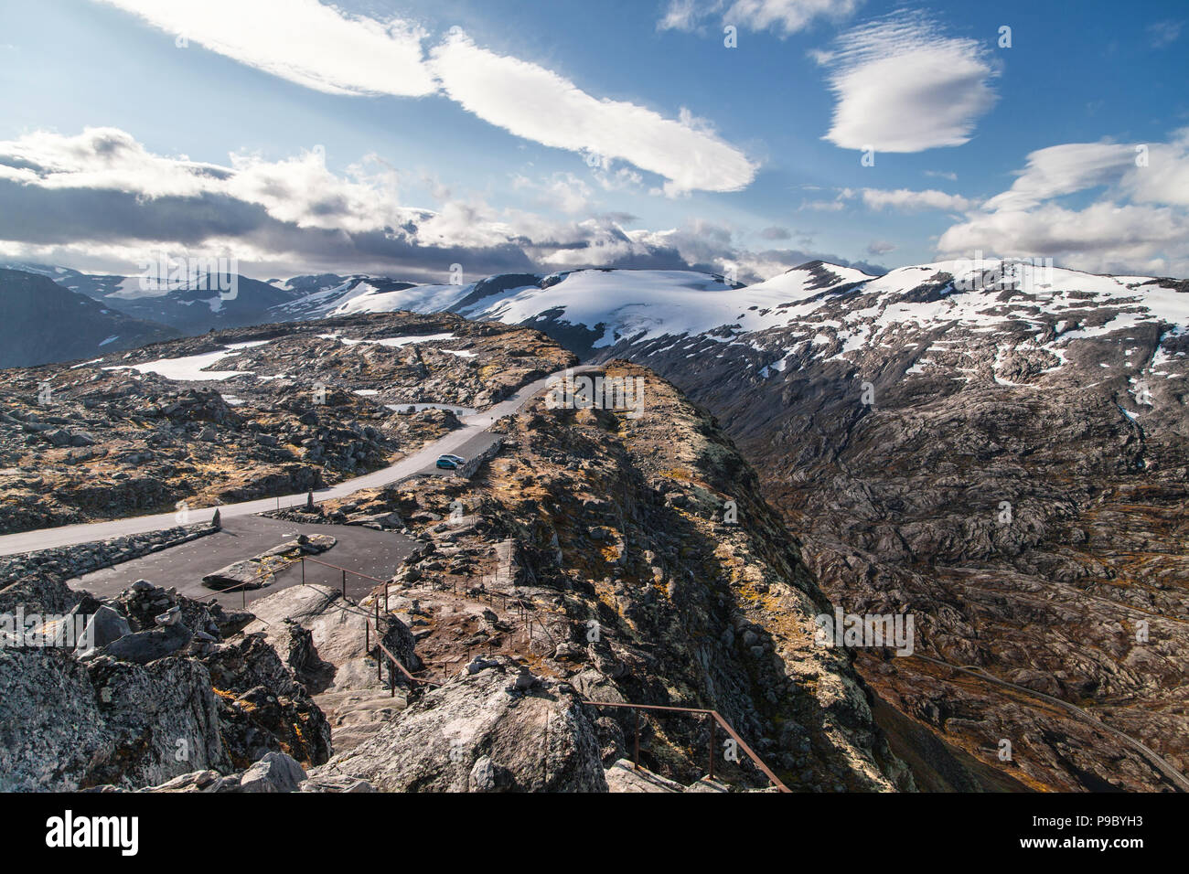 Dalsnibba Mountain Plateau in Geiranger, Norway. Stock Photo