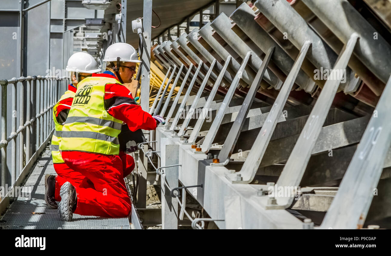 Rustenburg, South Africa, October 15, 2012, Conveyor belt transporting