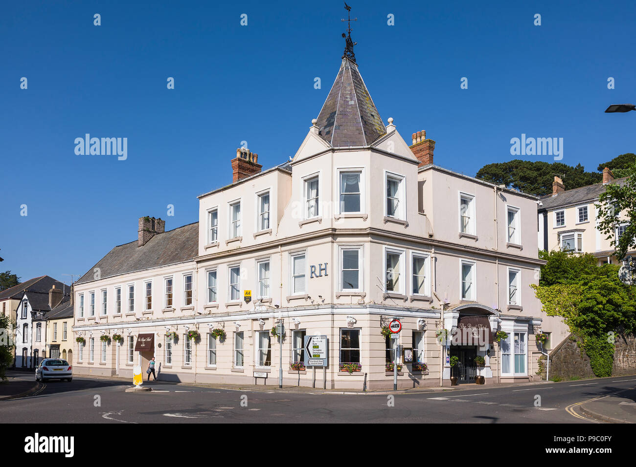 The Royal Hotel in Bideford Devon England UK - one of the many white buildings in the ancient West Country town Stock Photo