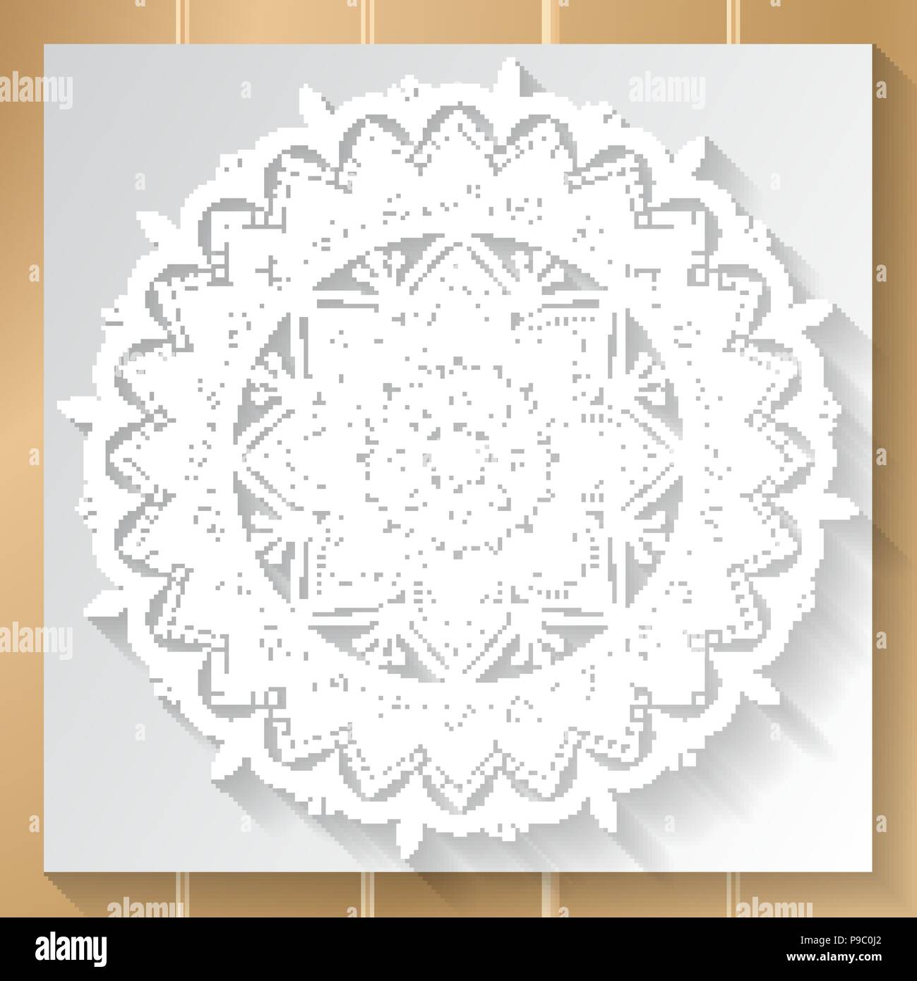 Mandala white background pattern circle floral ornament Stock Vector