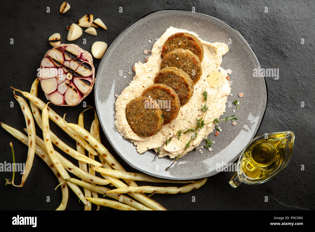 Falafel and hummus Stock Photo