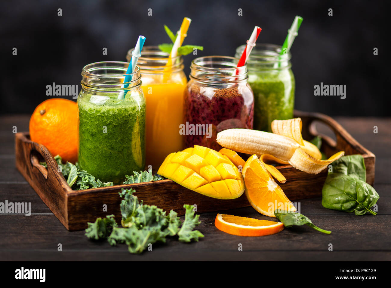 Assortment of smoothies Stock Photo - Alamy