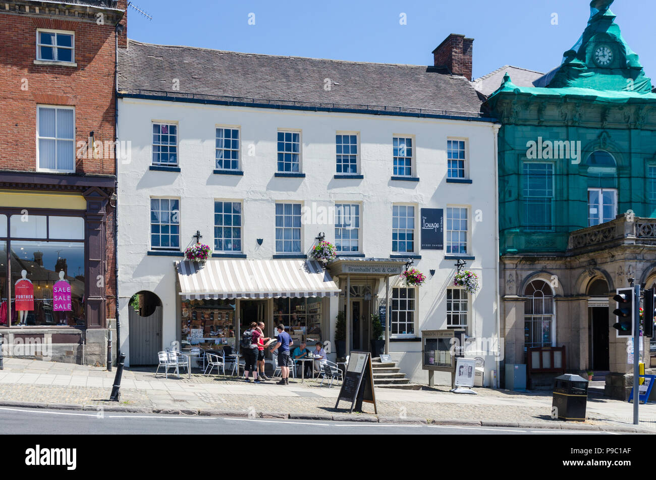 Bramhalls Deli and Cafe in Market Place, Ashbourne, Derbyshire Stock Photo