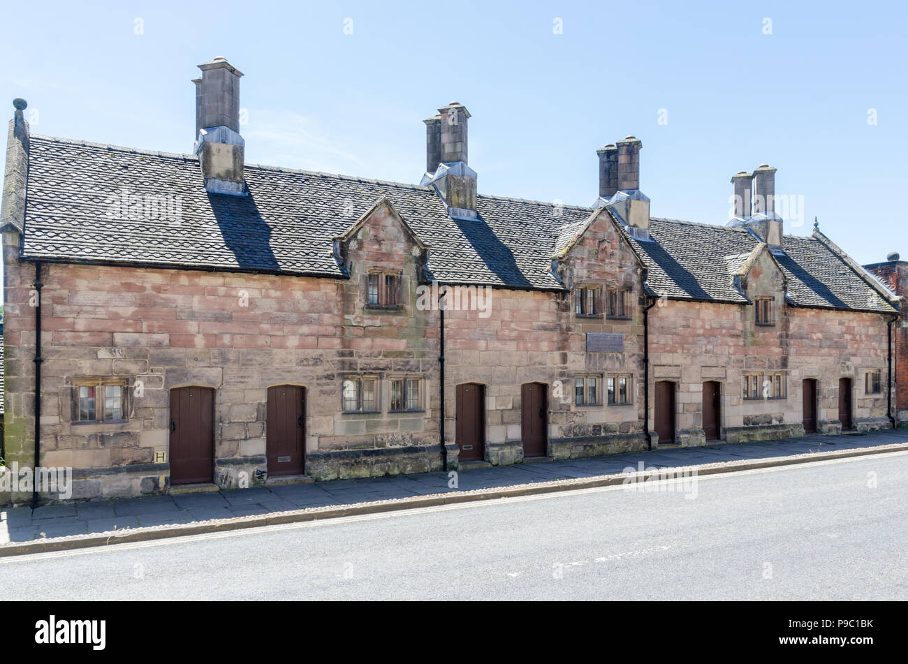 Owfield Almshouses in Church Street, Ashbourne, Derbyshire Stock Photo
