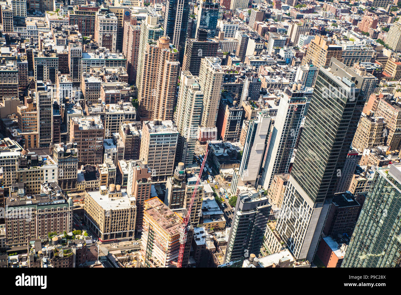 New York City Manhattan cityscape of buildings at midtown on sunny day Stock Photo