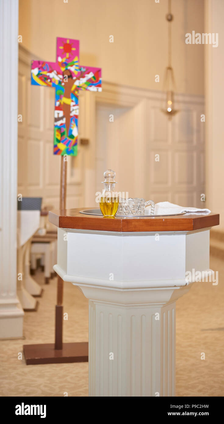 Baptismal Font in catholic church Stock Photo Alamy