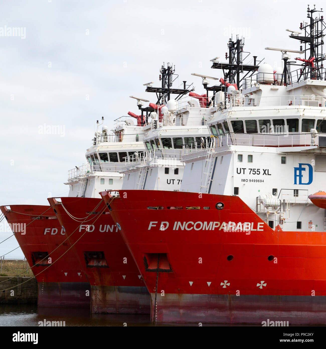 Offshore supply vessels docked at the Port of Sunderland in northeast