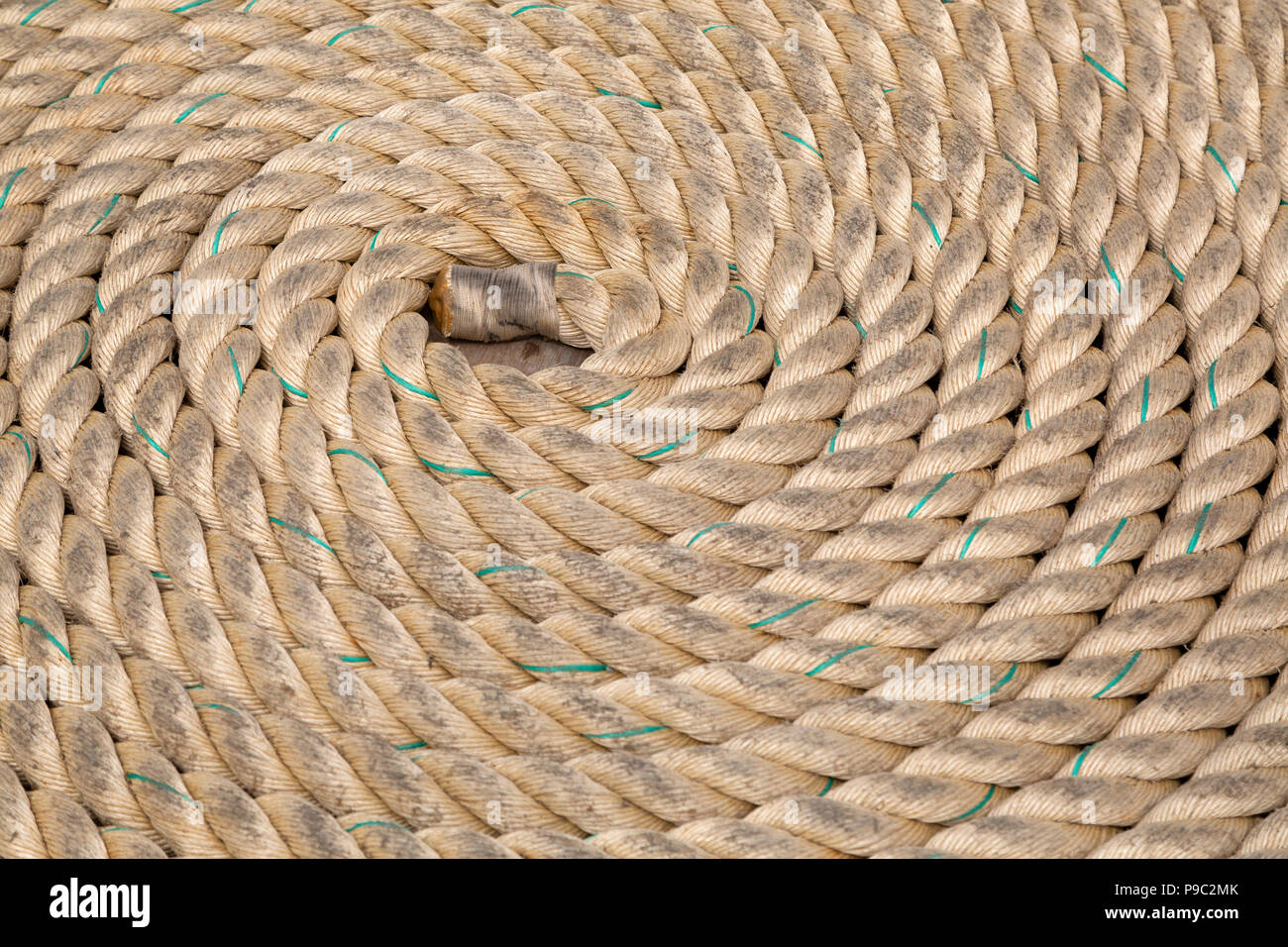 Coiled rope on the deck of a ship at the Tall Ships Race at Sunderland ...