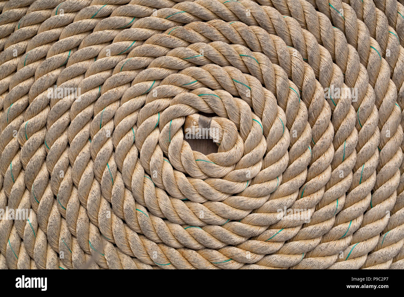 Coiled rope on the deck of a ship at the Tall Ships Race at Sunderland ...