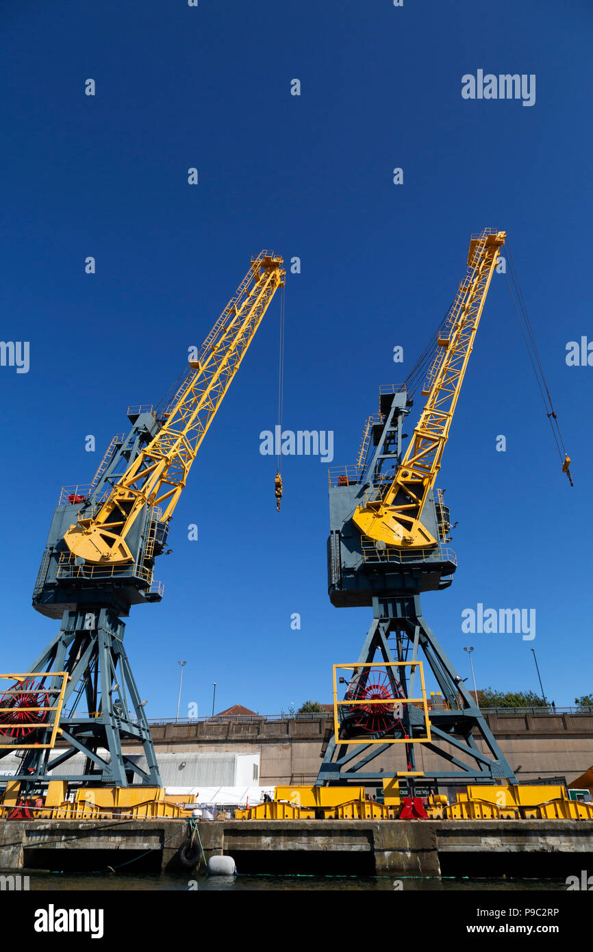 Cranes At The Port Of Sunderland In North East England The Dockside