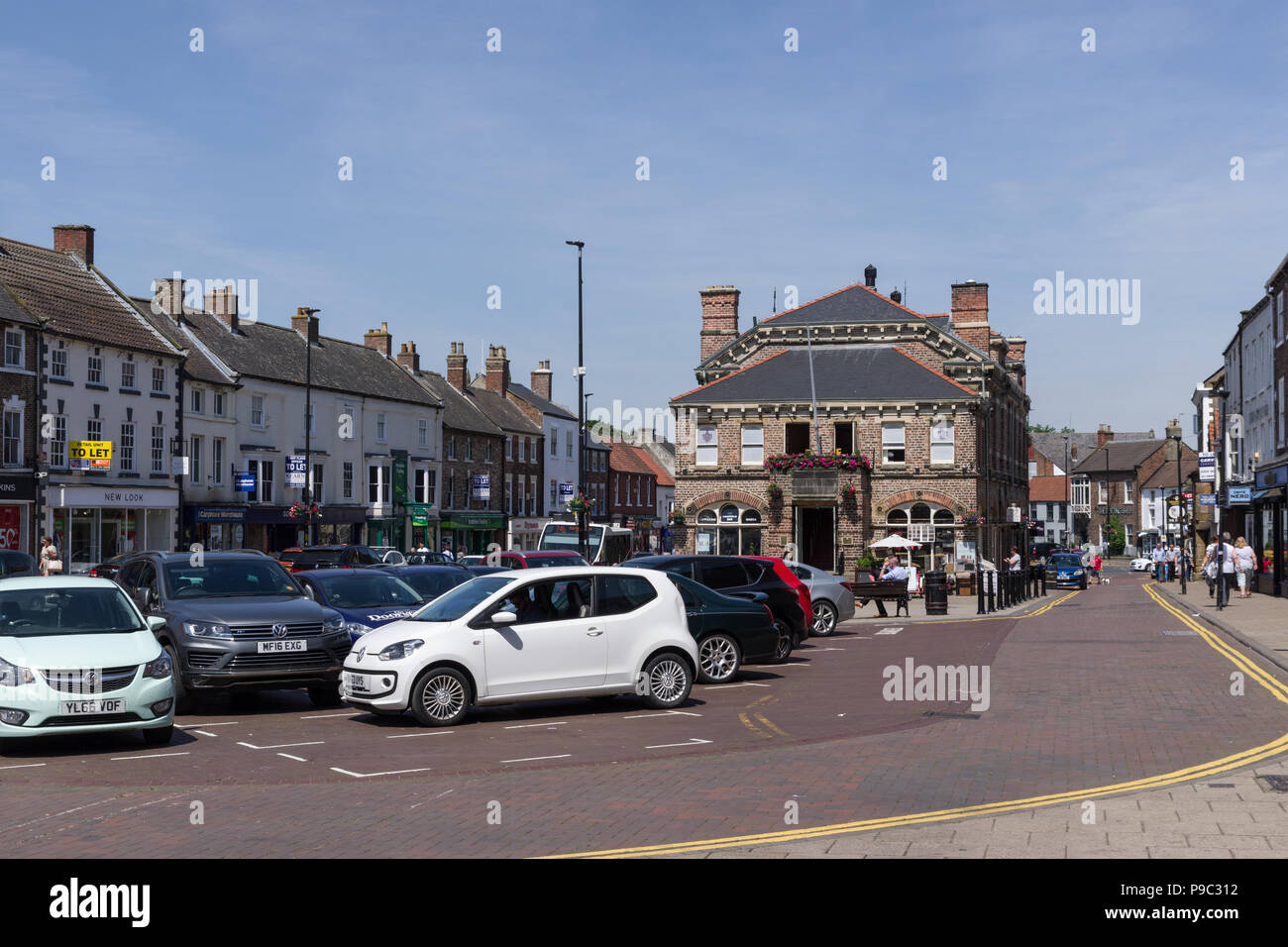 Northallerton High Street on a hot sunny Summer's day; North Yorkshire, UK Stock Photo